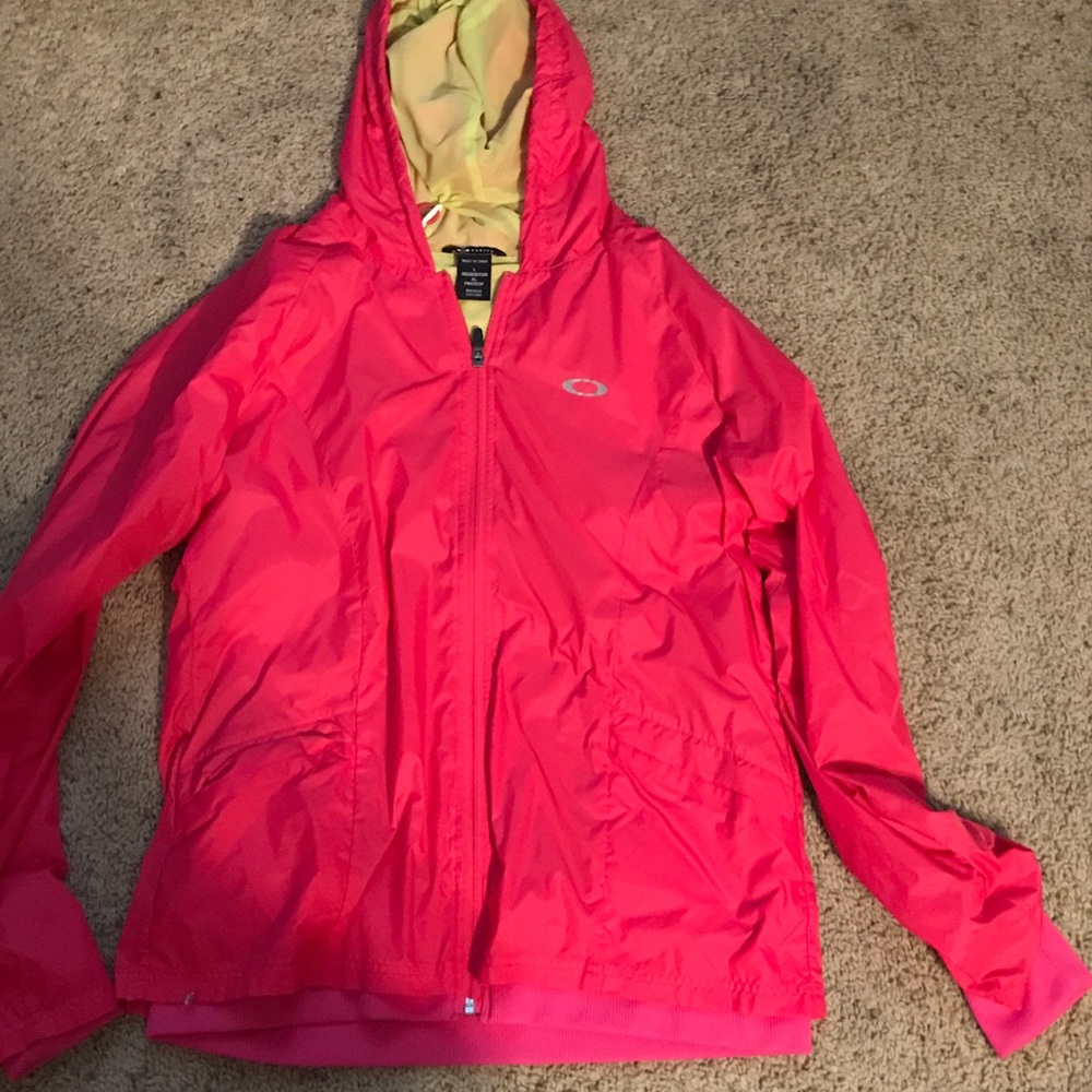 Pink Oakley rain coat windbreaker jacket L